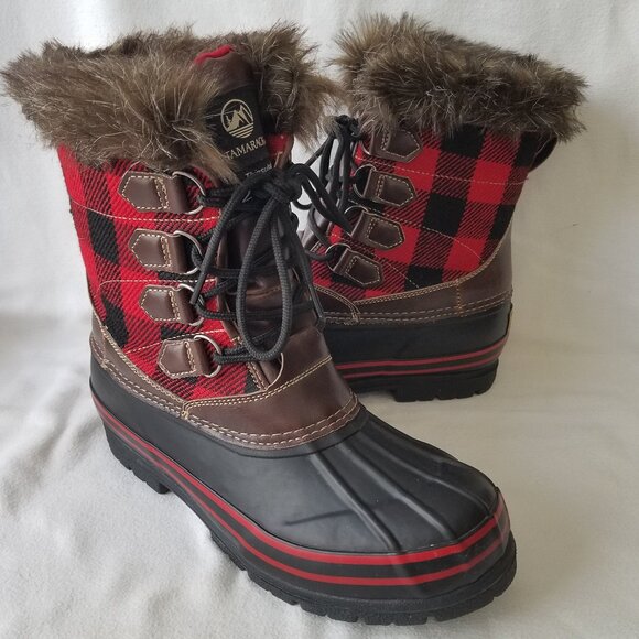 Tamarack Thinsulate AK-112812-1 Women's 8 Winter Boot Black Red Buffalo Plaid - Picture 1 of 9